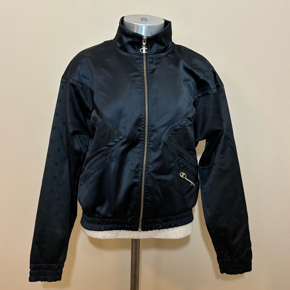 Champion Life Satin Bomber Varsity Track Jacket Athleisure Streetwear